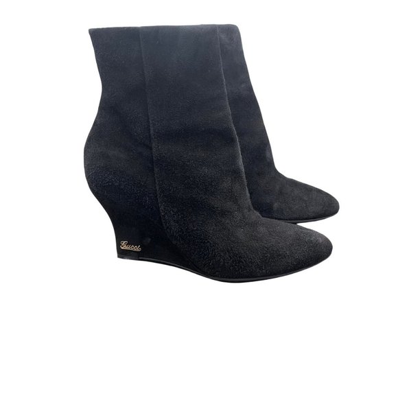 Gucci Suede Leather Sock Boots Women's Wedge Heels Size 8.5 - Picture 6 of 10